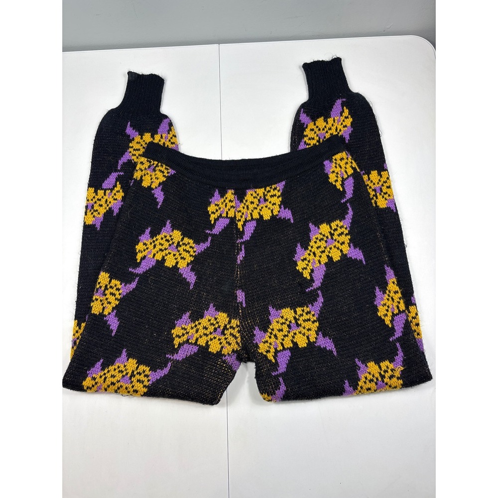 Vintage Triangle Knit Sweater Pants Set Womens‎ M Black Purple Yellow - Picture 9 of 14